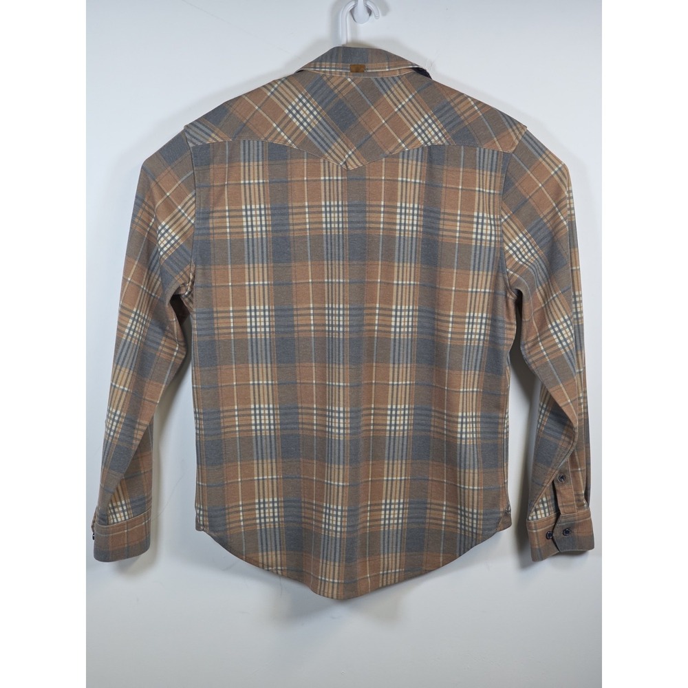 Fundamental Coast Mens Medium Plaid Long Sleeve Button Up Shirt Brown Casual - Picture 5 of 10